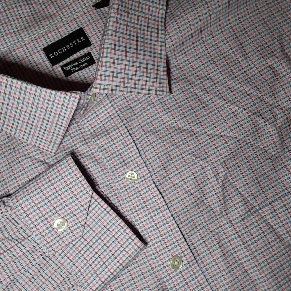 Rochester Shirt Mens 4XL  20 38/39 Multicolor Long Sleeve Check Egyptian Cotton‎